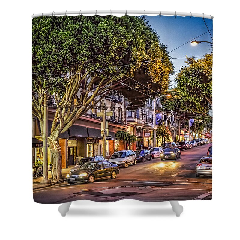 America Shower Curtain featuring the photograph HDR effect - San Francisco street by Sue Leonard