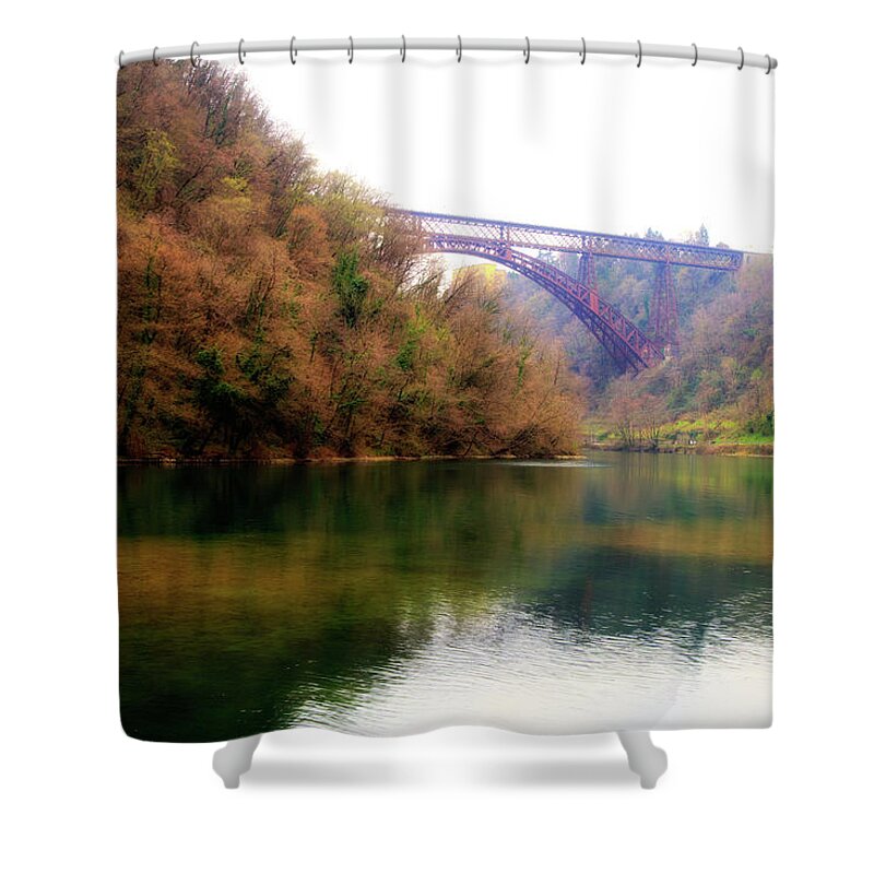 Adda Shower Curtain featuring the photograph San Michele Bridge N.1 by Roberto Pagani