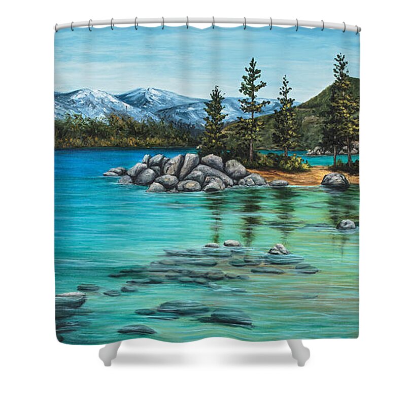 Landscape Shower Curtain featuring the painting Sand Harbor by Darice Machel McGuire
