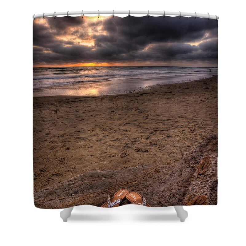 Beach Shower Curtain featuring the photograph Sandals by Peter Tellone