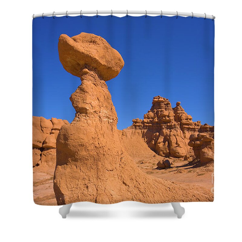 00345457 Shower Curtain featuring the photograph Sandstone Hoodoos in Goblin Valley by Yva Momatiuk John Eastcott