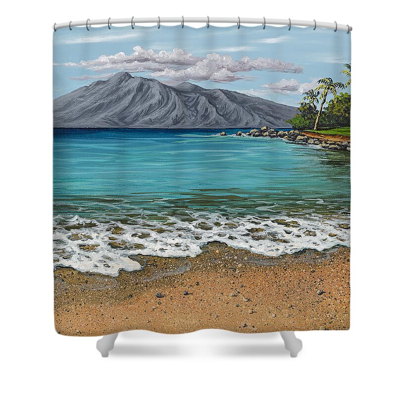 Seascape Shower Curtain featuring the painting Sandy Beach by Darice Machel McGuire