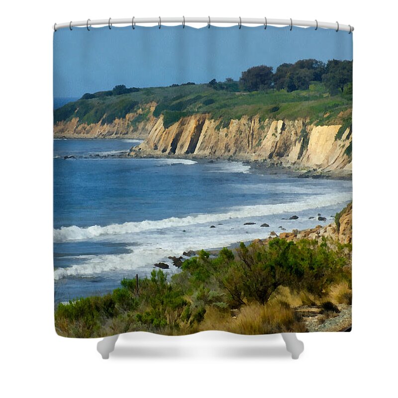 Santa Barbara Coast Shower Curtain featuring the digital art Santa Barbara Coast by Ernest Echols
