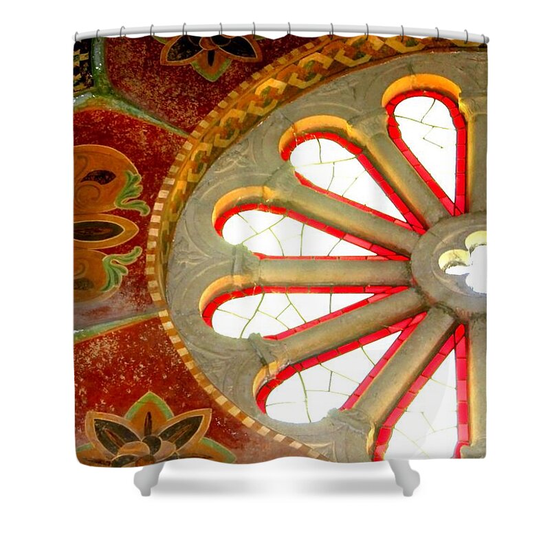 Christian Rose Window Shower Curtain featuring the photograph Santa Barbara Courthouse Rose Window by Andrea Lazar