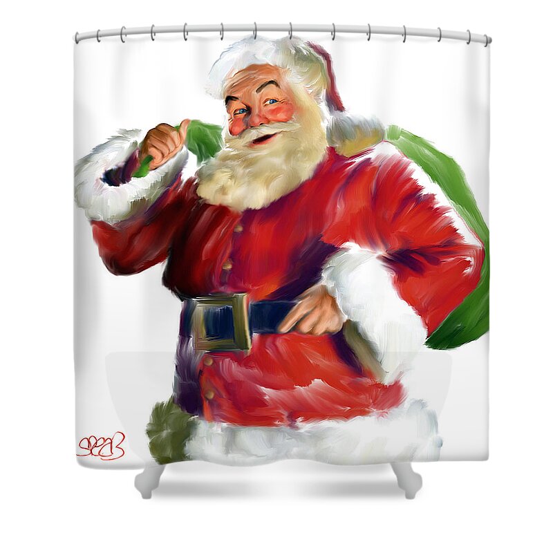 Christmas Shower Curtain featuring the painting Santa Claus by Mark Spears
