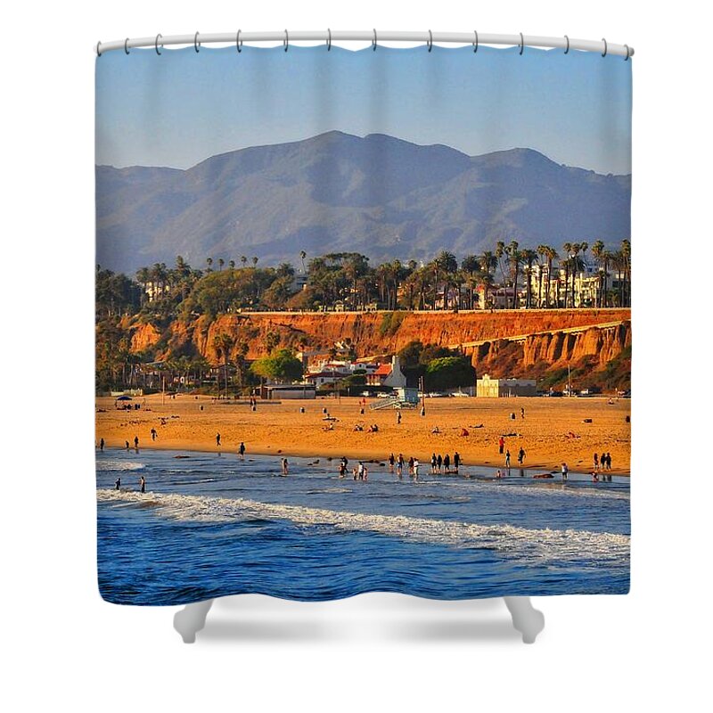 Santa Monica Shower Curtain featuring the photograph Santa Monica Beach by Lynn Bauer