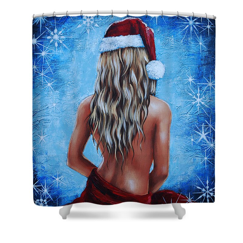 Santa Shower Curtain featuring the painting Santa's Helper by Glenn Pollard