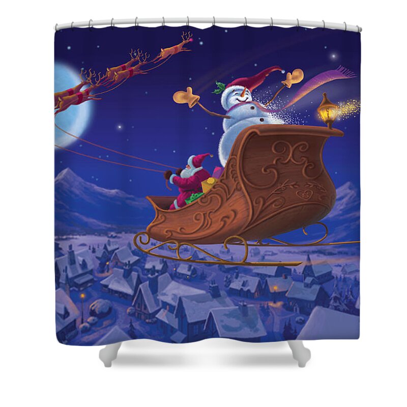 Michael Humphries Shower Curtain featuring the painting Santa's Helper by Michael Humphries
