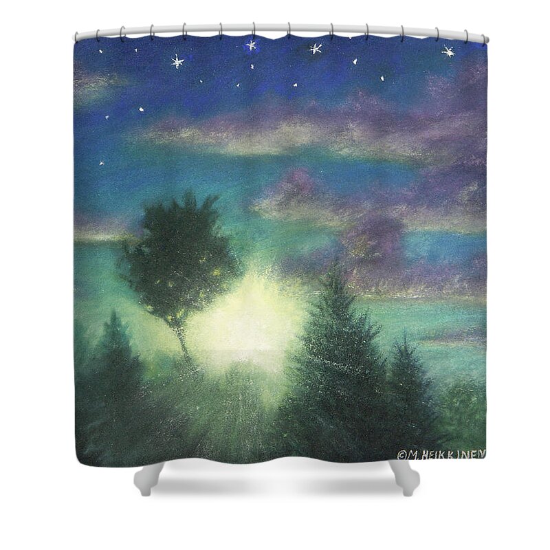 Santee Shower Curtain featuring the pastel Santee Sunset 03 by Michael Heikkinen