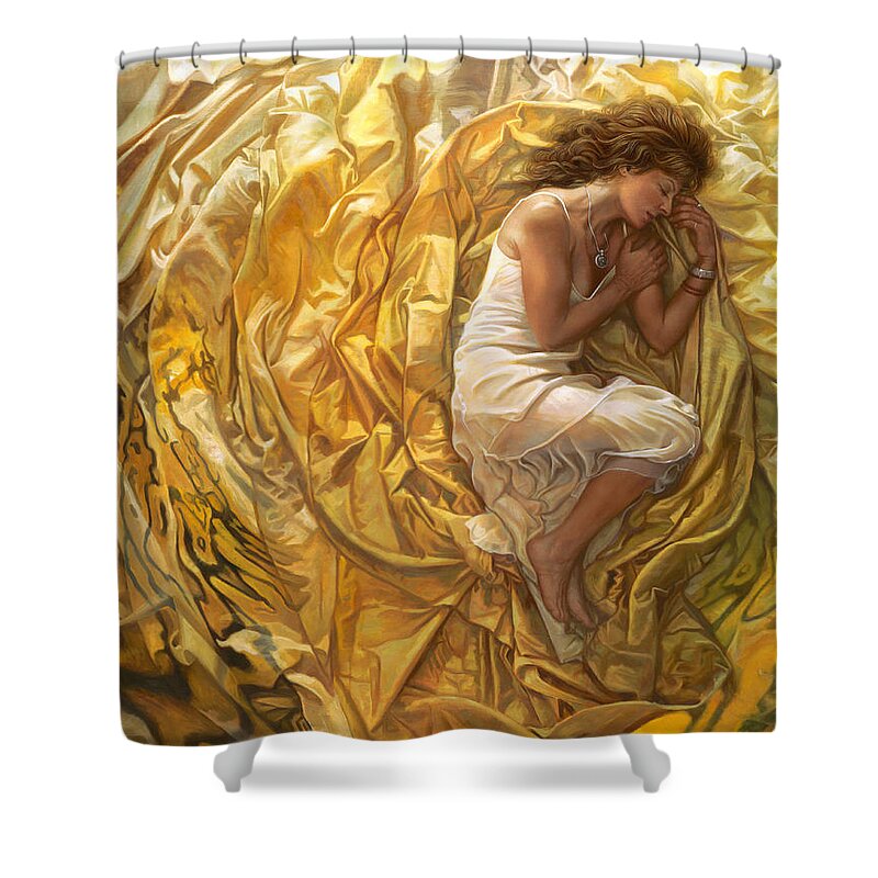 Conceptual Shower Curtain featuring the painting Santita by Mia Tavonatti