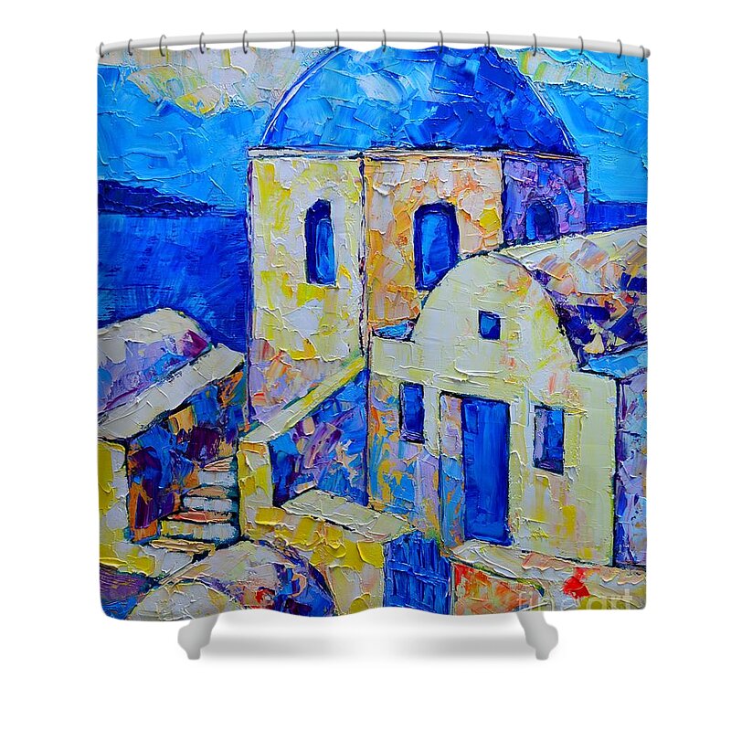  Shower Curtain featuring the painting Santorini Afternoon by Ana Maria Edulescu