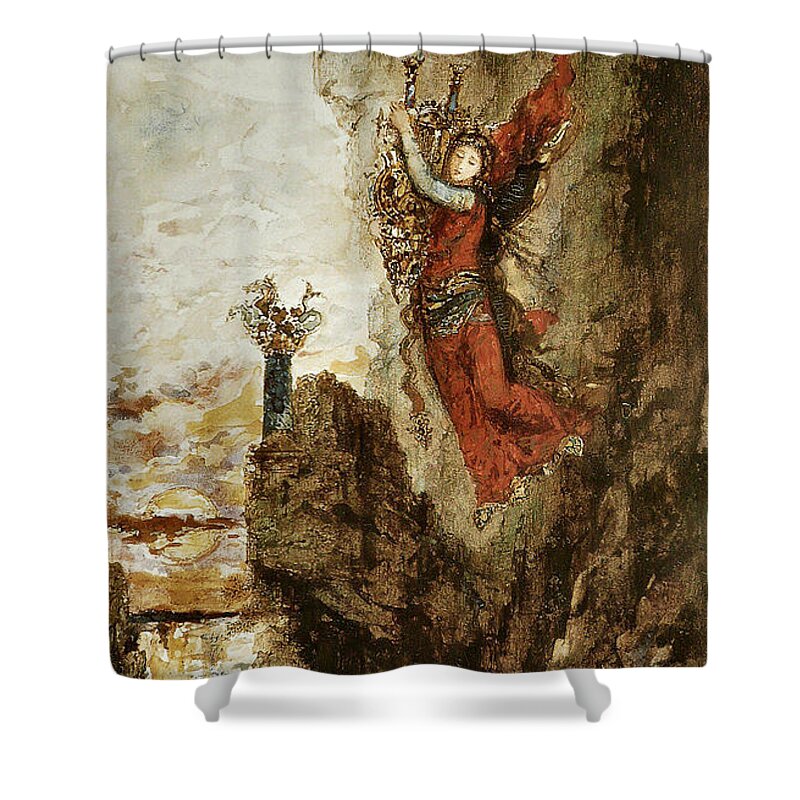 Gustave Moreau Shower Curtain featuring the painting Sappho in Lefkada by Gustave Moreau
