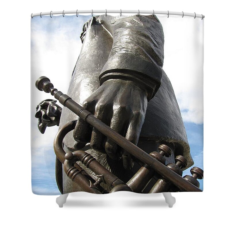 Statue Shower Curtain featuring the photograph Satchmo by Beth Vincent