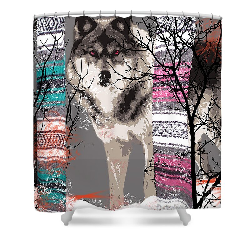 Save The Wolves Shower Curtain featuring the digital art Save the Wolves by Kim Prowse