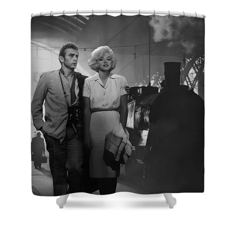 Marilyn Shower Curtain featuring the painting Saying Farewell by Chris Consani