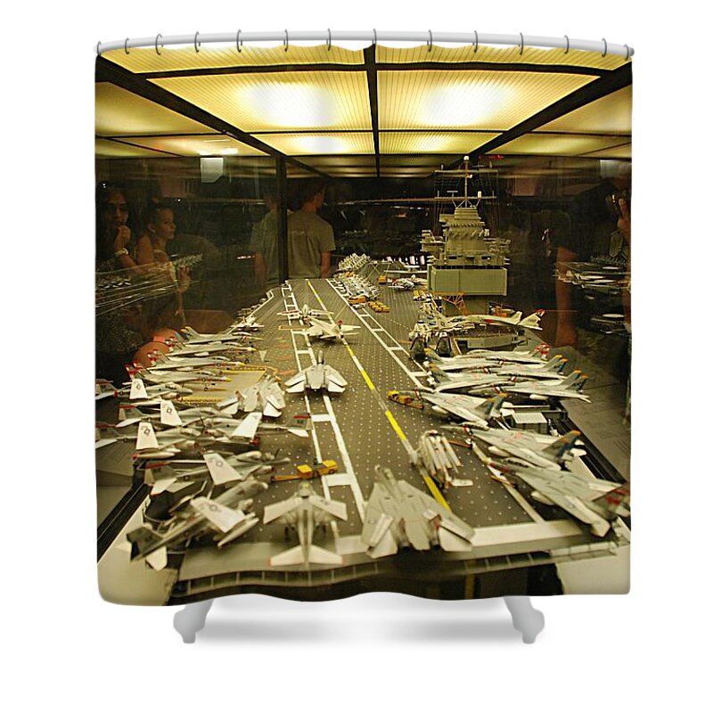 Navy Shower Curtain featuring the photograph Scale Model Aircraft Carrier by Kenny Glover