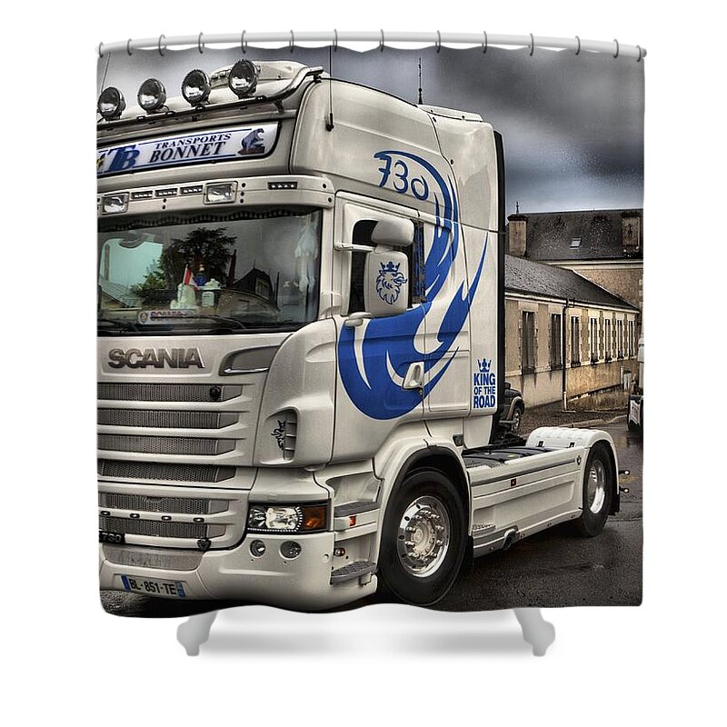 Scania V8 R620 angle Shower Curtain by Mick Flynn - Pixels