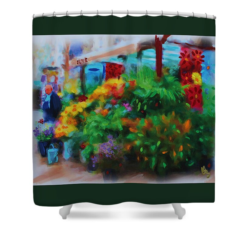 Flowers Shower Curtain featuring the painting Scene From La Rambla by Deborah Boyd