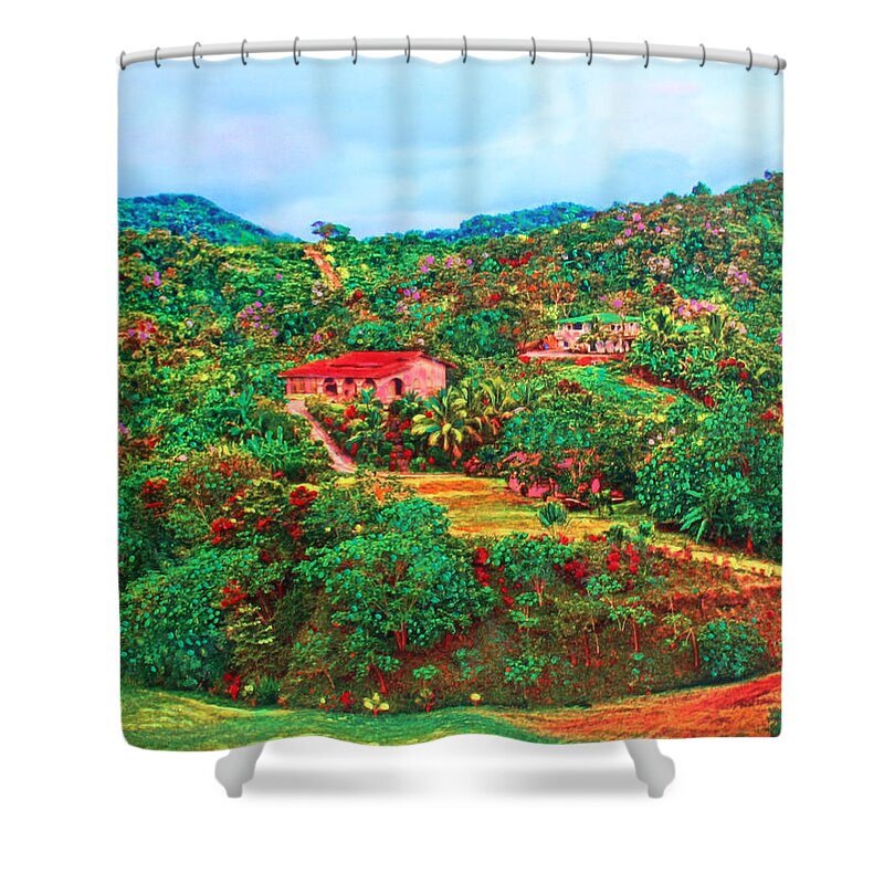 Mahogany Bay Shower Curtain featuring the painting Scene From Mahogony Bay Honduras by Deborah Boyd