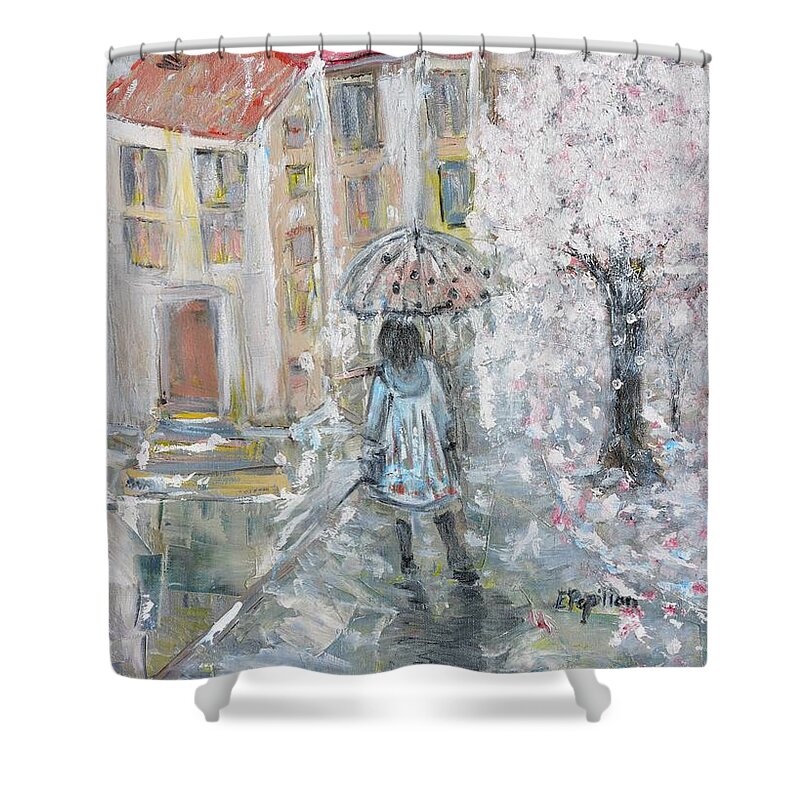 Spring Shower Curtain featuring the painting Scent of Spring by Evelina Popilian