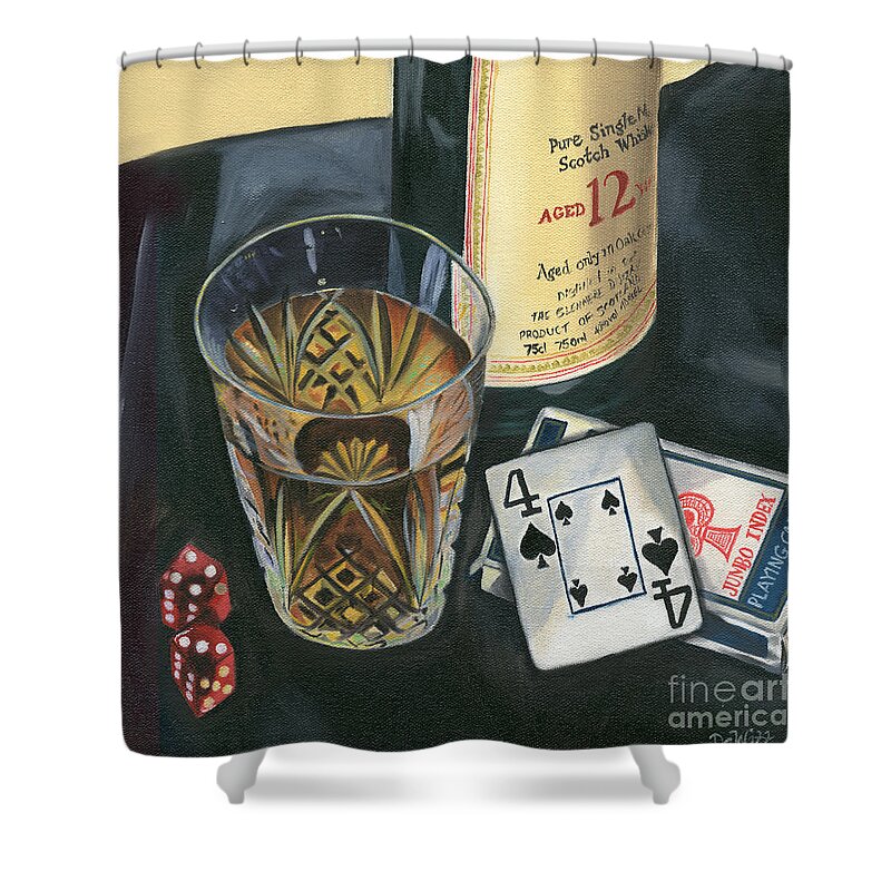 Scotch Shower Curtain featuring the painting Scotch and Cigars 2 by Debbie DeWitt