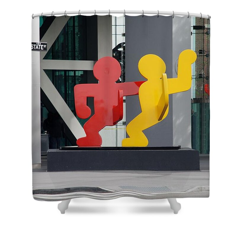 Art Shower Curtain featuring the photograph Sculptures On State Street by Rob Hans