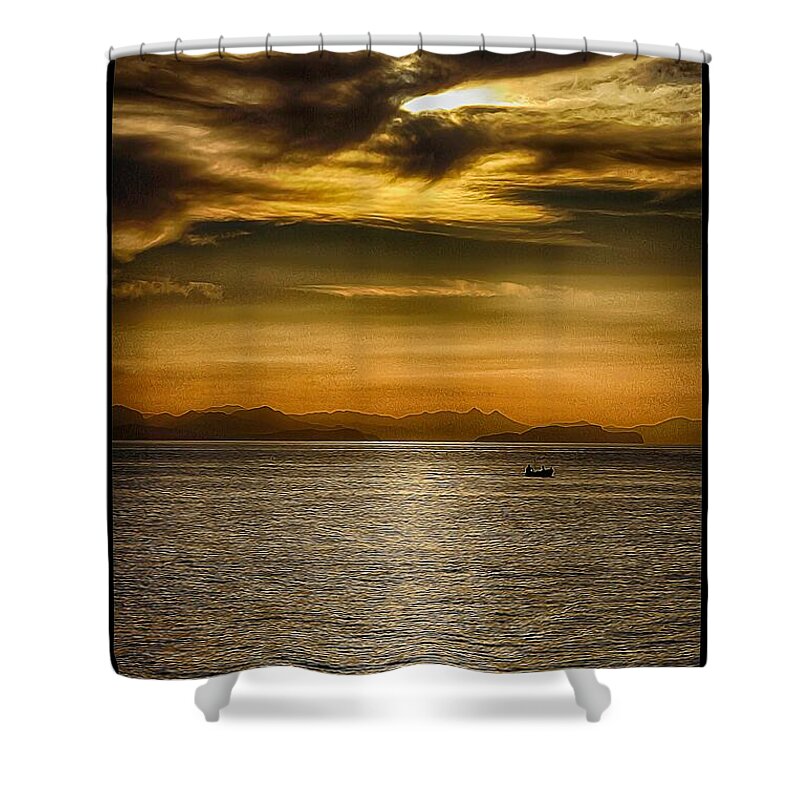 Landscape Shower Curtain featuring the photograph Sea and Sunset in Sicily by Stefano Senise
