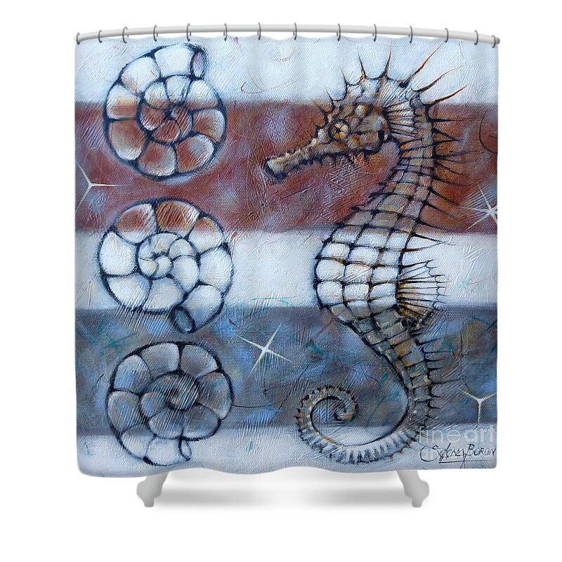 Sea Shower Curtain featuring the painting Sea Dragon 280210 by Selena Boron