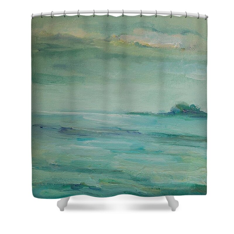 Landscape Shower Curtain featuring the painting Sea Glass by Mary Wolf