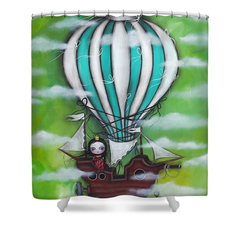 Air Ship Shower Curtain featuring the painting Sea of Clouds by Abril Andrade