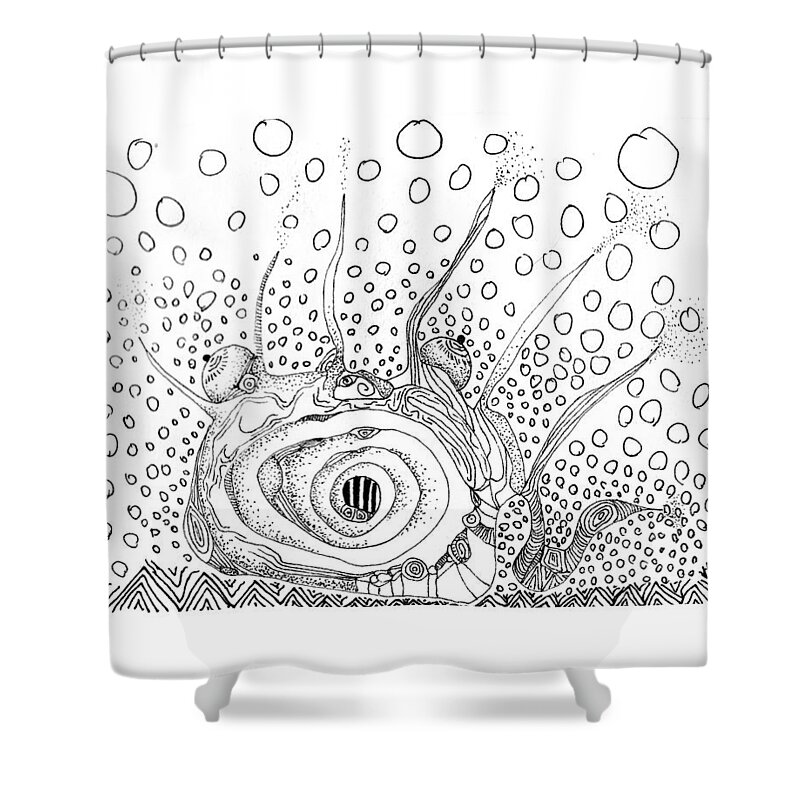 Sea Slug Shower Curtain featuring the drawing Sealife Smoooch by Regina Valluzzi