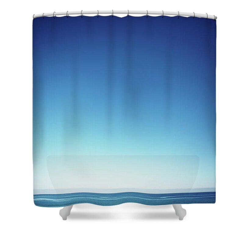 Tranquility Shower Curtain featuring the photograph Seascape With Blue Sky by Johner Images