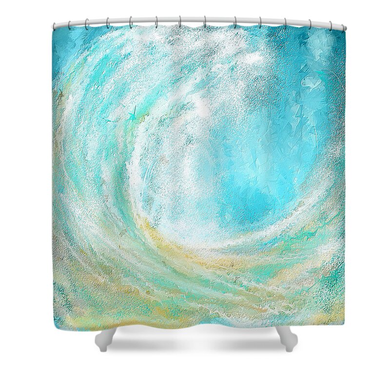 Seascapes Abstract Shower Curtain featuring the painting Seascapes Abstract Art - Mesmerized by Lourry Legarde