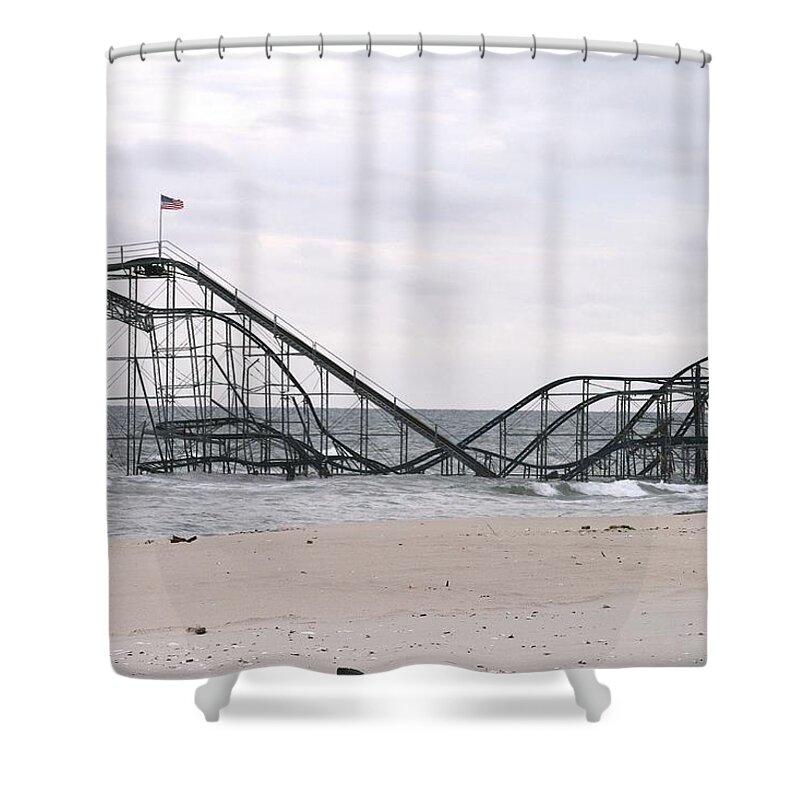 Seaside Heights Roller Coaster Shower Curtain featuring the photograph Seaside Hts Roller Coaster by Melinda Saminski