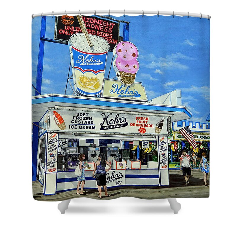 Boardwalk Shower Curtain featuring the painting Seaside Memories by Daniel Carvalho