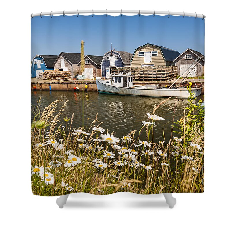 Dock Shower Curtain featuring the photograph Seaside view of Prince Edward Island by Elena Elisseeva
