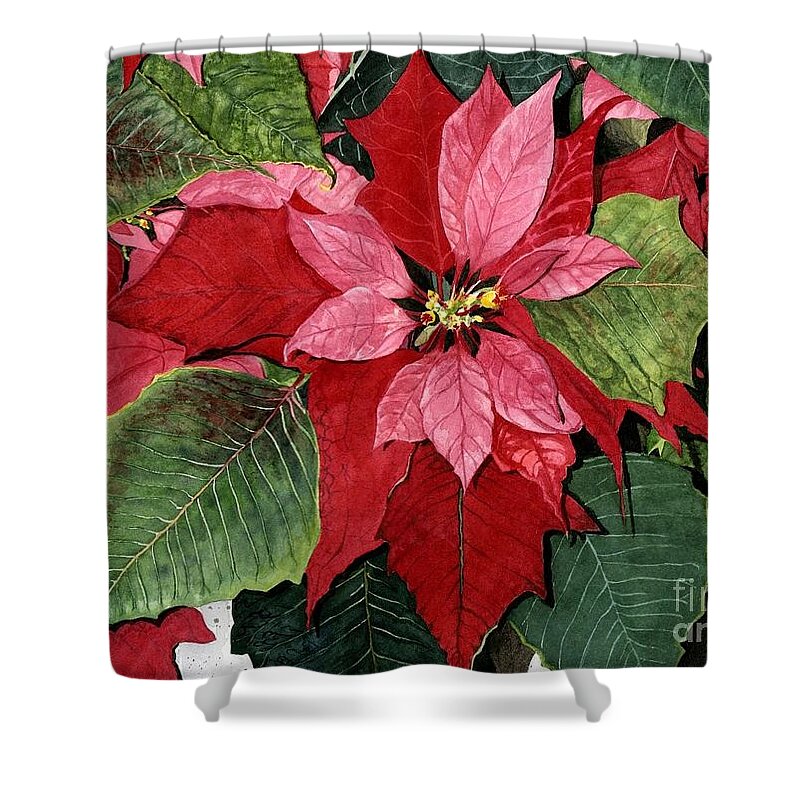 Flower Shower Curtain featuring the painting Seasonal Scarlet by Barbara Jewell