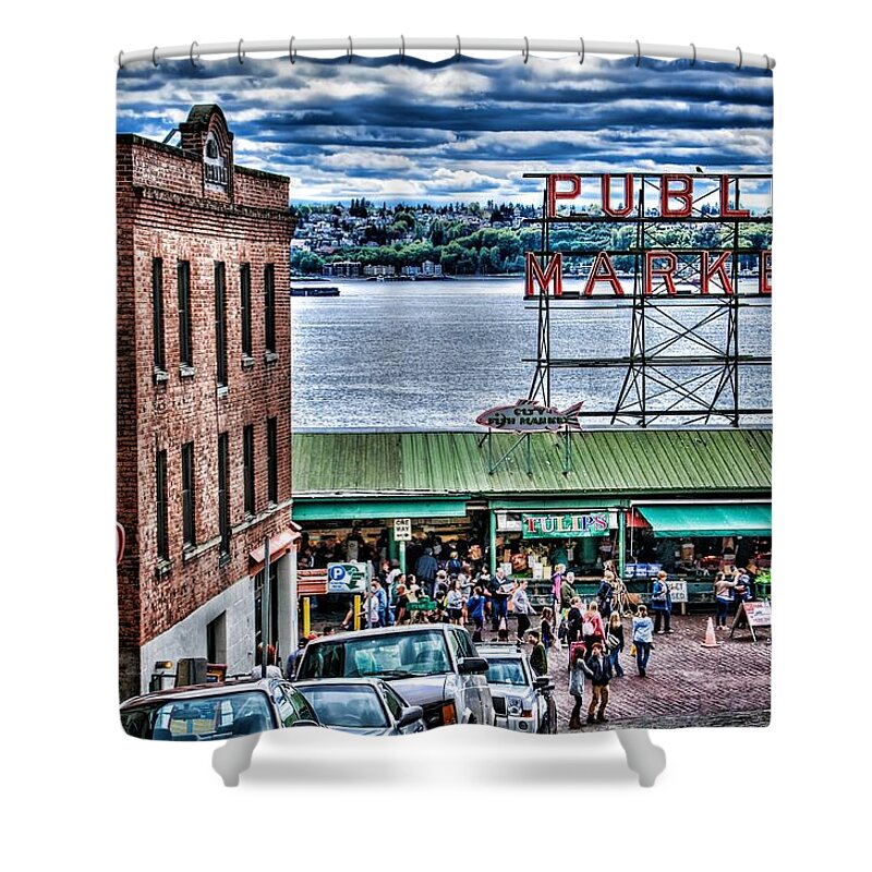 Seattle Shower Curtain featuring the photograph Seattle Public Market 2 by Spencer McDonald