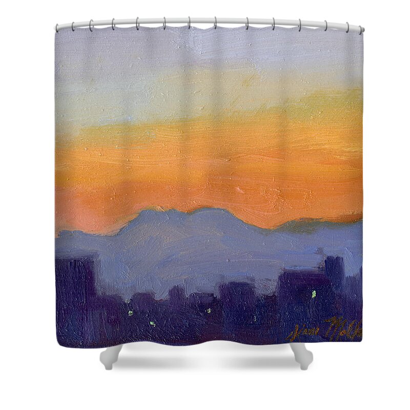 Seattle Shower Curtain featuring the painting Seattle Skyline by Diane McClary