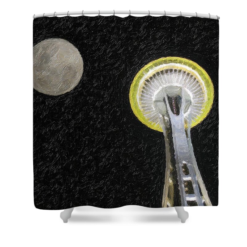 Seattle Shower Curtain featuring the photograph Seattle Space Needle by David Gleeson