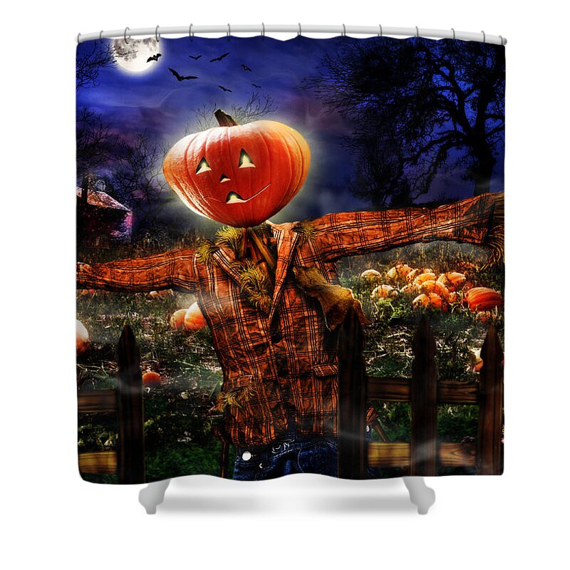 Scarecrow Shower Curtain featuring the digital art Secrets of the night by Alessandro Della Pietra
