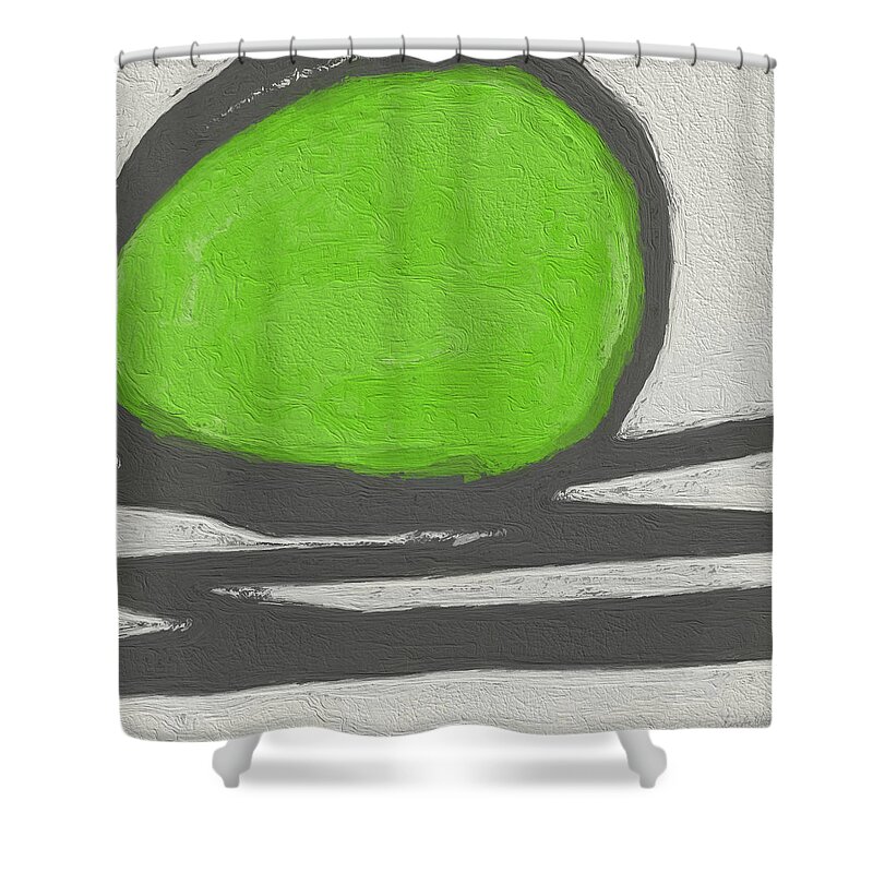 Abstract Shower Curtain featuring the painting Seed by Linda Woods