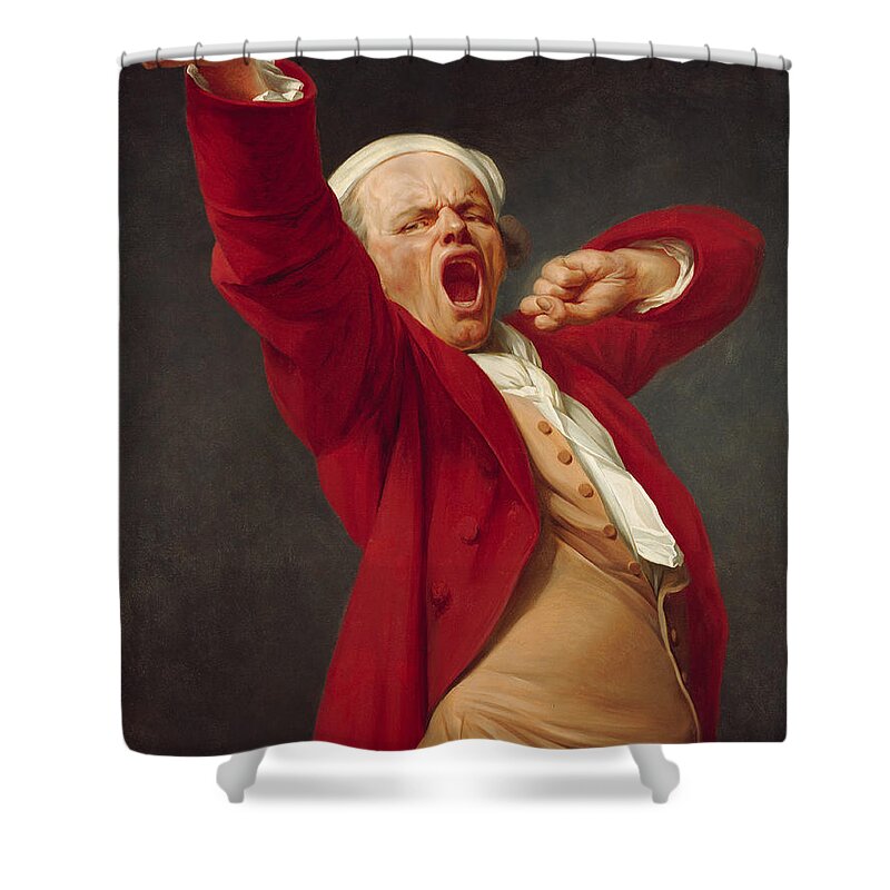 Joseph Ducreux Shower Curtain featuring the painting Self-Portrait Yawning by Joseph Ducreux