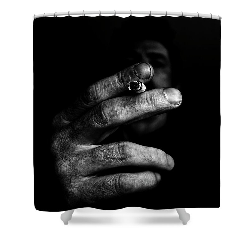 Smoking Shower Curtain featuring the photograph Self Smoking by Miguel Angel Samos Lucena