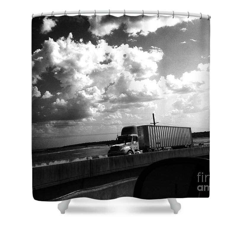 Semi Truck Shower Curtain featuring the photograph Semi clouds by WaLdEmAr BoRrErO