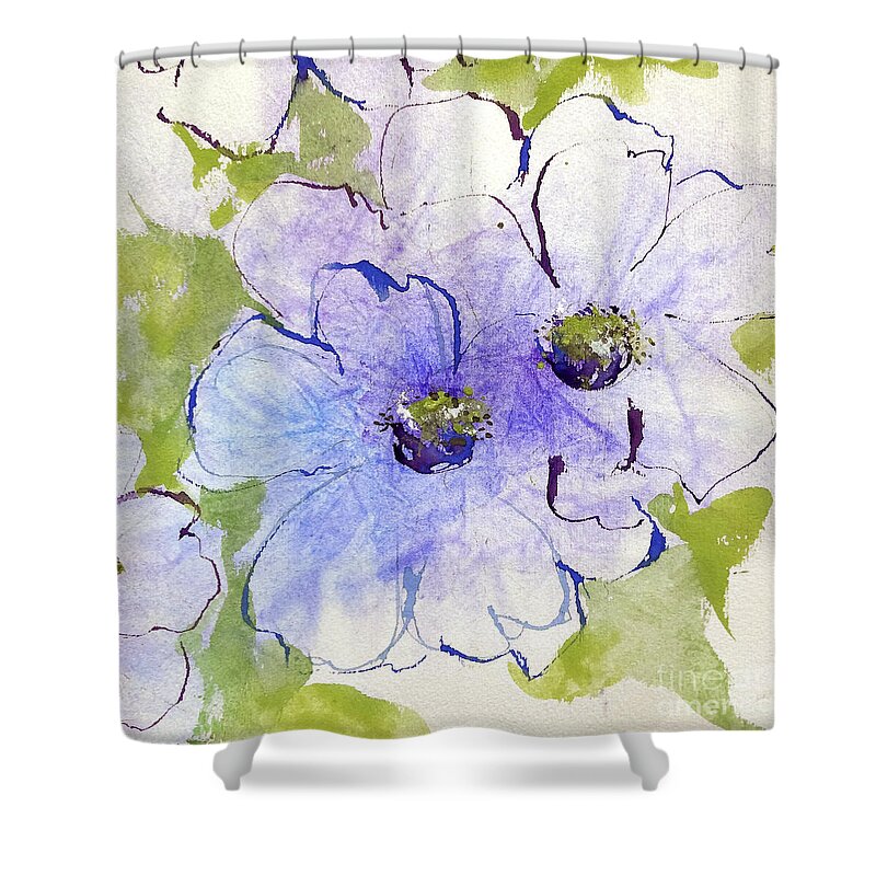 Original And Printed Watercolors Shower Curtain featuring the painting Sensation Cosmos II by Chris Paschke