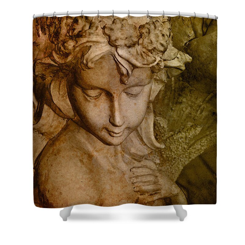 Angel Shower Curtain featuring the photograph Sepia Angel by WB Johnston