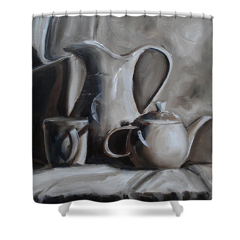 Sepia Still Life Shower Curtain featuring the painting Sepia Still Life by Donna Tuten
