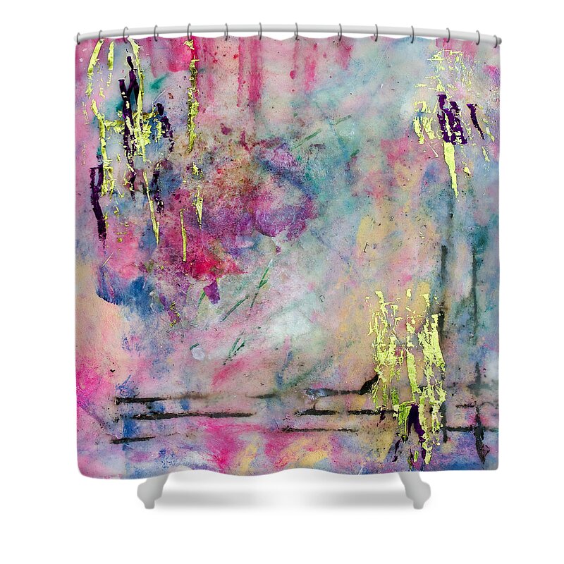 Serene Mist Shower Curtain featuring the painting Serene Mist Encaustic by Bellesouth Studio