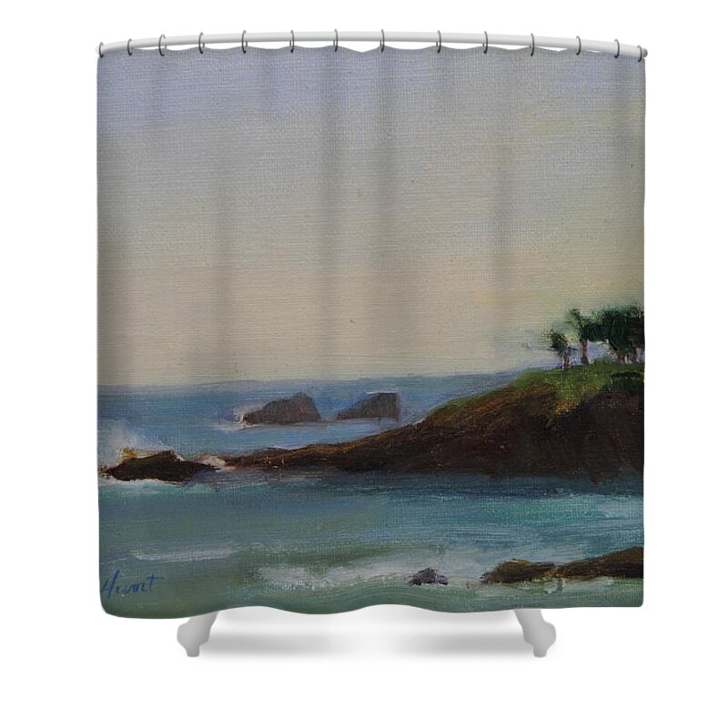 California Coast Shower Curtain featuring the painting Serenity by Maria Hunt